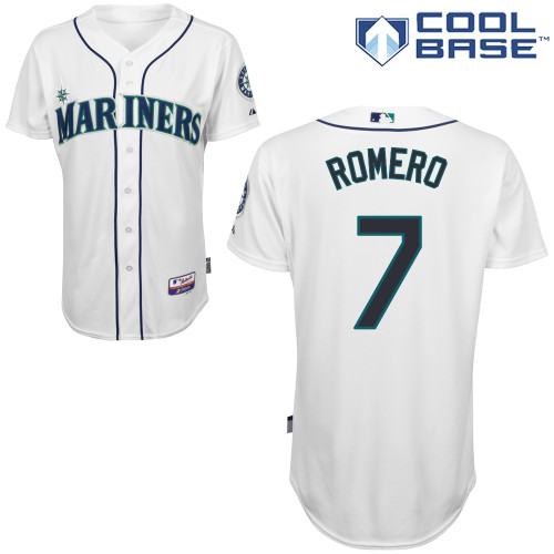 Stefen Romero #7 MLB Jersey-Seattle Mariners Men's Authentic Home White Cool Base Baseball Jersey